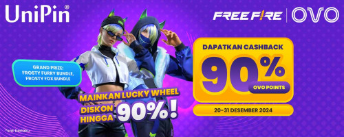 Des – Mainkan Lucky Wheel Dapatkan Diskon Hingga 90% & Cashback 90% OVO Points Dengan Top up Diamonds Free Fire